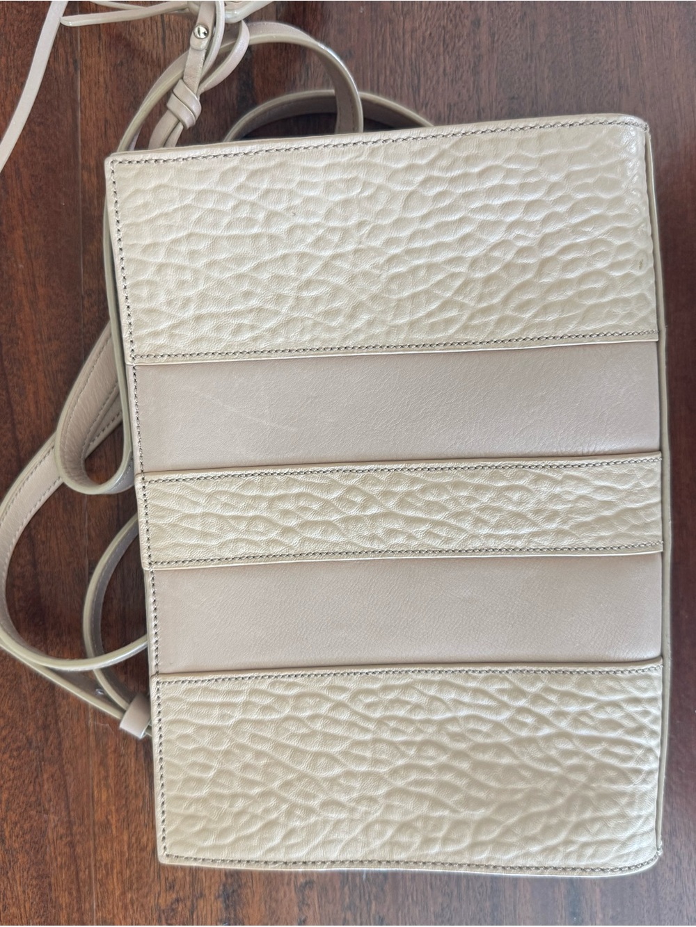 Cole Haan Neutral Textured Leather Crossbody Bag - Cream